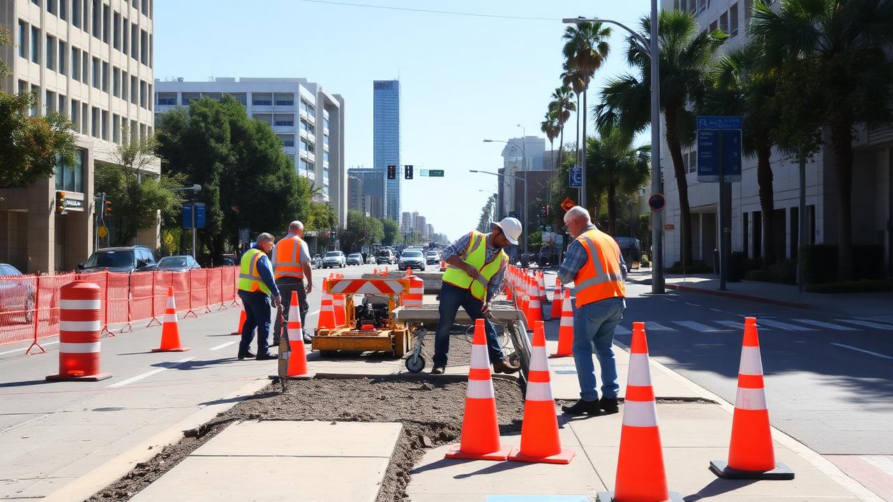 Sidewalk improvement work in Los Angeles